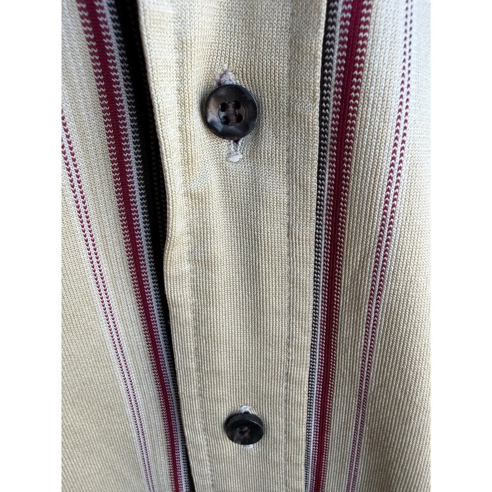 Vtg 70s Dayton’s Disco Shirt Men’s Red Gray Stripe Dagger Collar L USA 16-16.5 - Picture 4 of 11